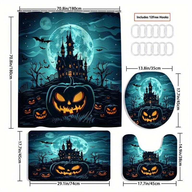 Ensemble de salle de bain récif corallien sous-marin enchanteur - Rideau de douche imperméable, Housse de couvercle de toilette, Tapis de bain et Tapis contour