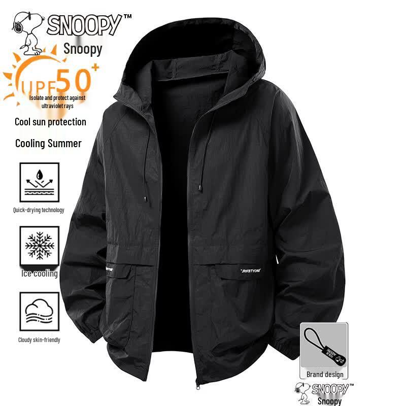 

Snoopy Men s Summer UV Protection Hooded Ice Silk Sun Jacket L