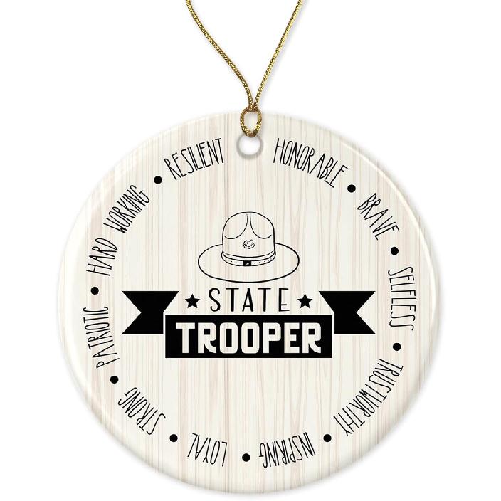 HTDesigns State Trooper Car Charm -  Ornament for State Troopers - Gift on Both Sides Printed on Both Sides