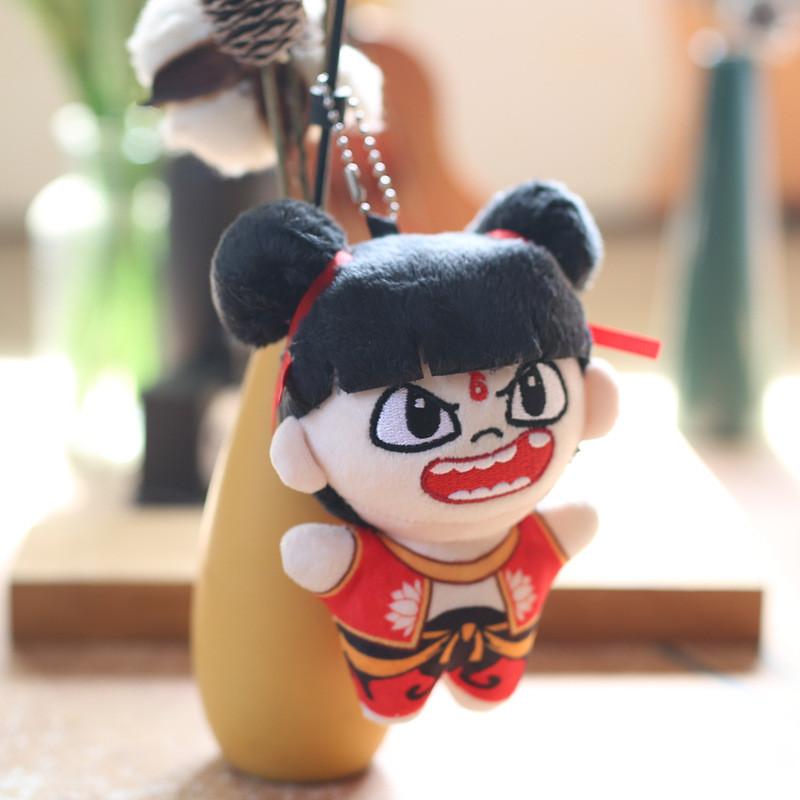 Plush Nezha Doll Keychain Mythology Collectible Pp Cotton Stuffed Gift For Kids