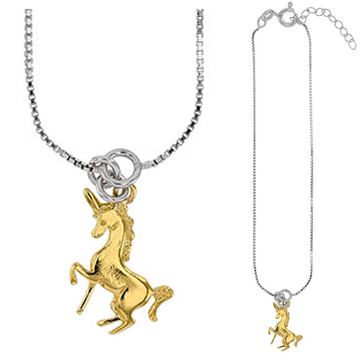 

Les Trésors De Lily [Q9359] - Серебряный ножной браслет ручной работы Licorne My Unicorn золото серебро (с родиевым покрытием) - 26 см 15x15 мм