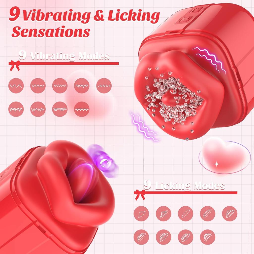 Vibrator Tongue Sex Toy for Women Real Touch Big Mouth Sucking Vibrator Adult Oral Toys for Clit Nipple Clitoral Stimulator