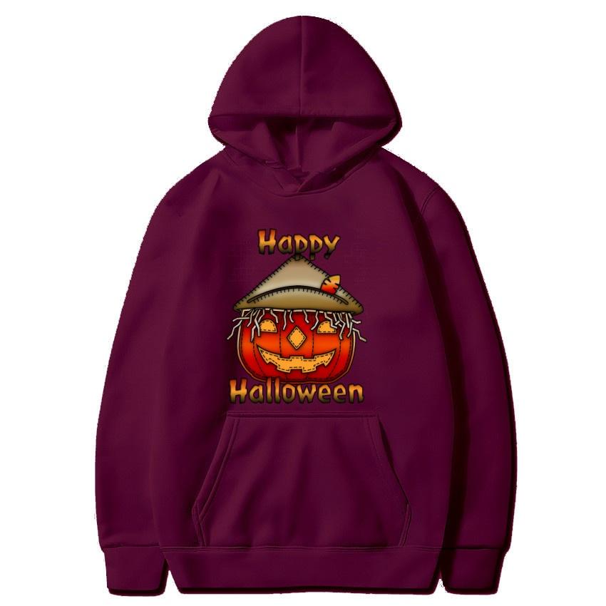 Halloween Autumn Winter Happy Halloween Printed Hoodie Men's Fashion Warm Sweatshirt Casual Street Wear Warm Hoodie