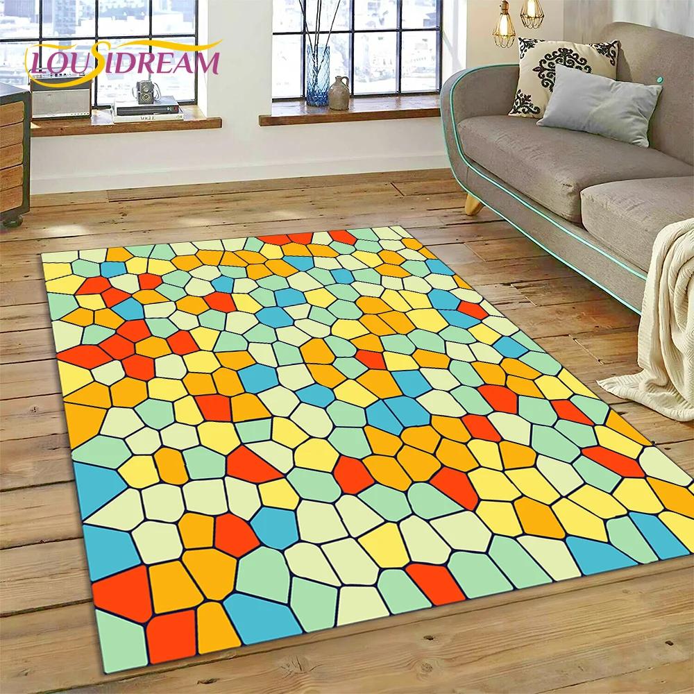 Rainbow 3D Colour Illusion Cartoon Rug Carpet for Living Room Bedroom Home Decor,Floor Mat Non-slip Decoration for Sofa Doormat