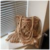 Korean Chic Retro Hollow Weaving Women's Bag Boho Style Tassel Bag Travel Vacation Beach Bag with a Large Capacity