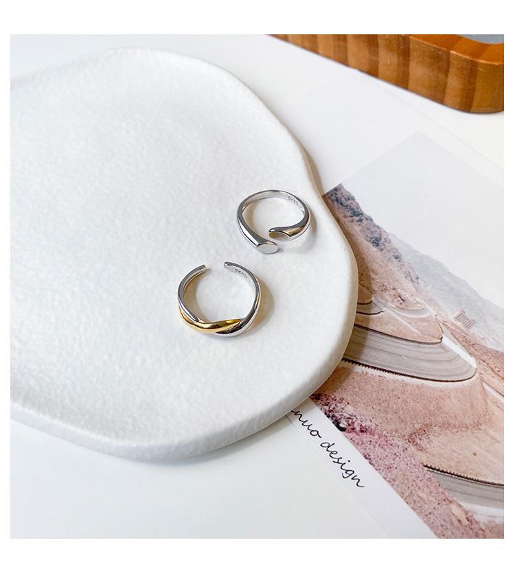 S925 Sterling Silver Women's Adjustable Color Block Wrap Ring - Cold Style, Korean Niche Design, Simple & Stylish