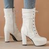 Stivaletti scarpe da donna 2026 Primavera e Autunno stivali Lolita tacco spesso piattaforma impermeabile tacchi alti