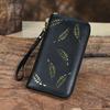 Feathers Genuine Leather Handbags for Women Ladies Zipper Phone Bags Fashion Coin Purse Card Holder Wallets GZW