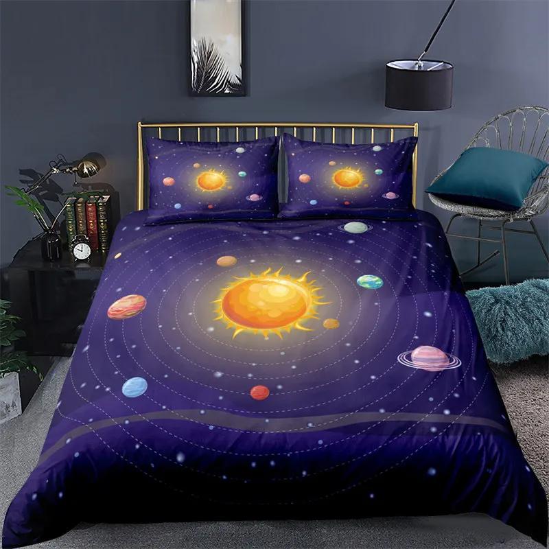 Starry Sky Bedding Set Boundless Abstract Galaxy Print Duvet Cover Microfiber Mysterious Outer Space Comforter Cover Twin Queen