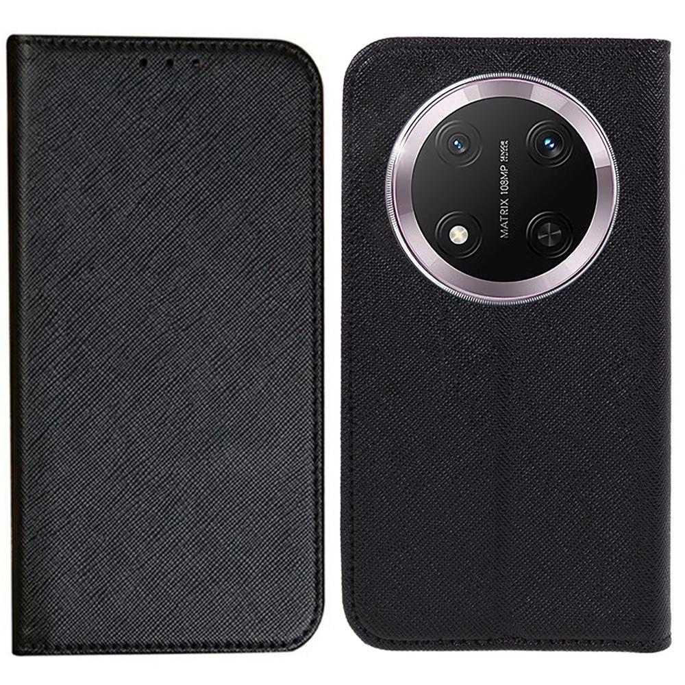 

For Honor Magic7 Lite 5G/X9c 5G/X60 Pro 5G Case Cross Texture Leather Phone Cover Hidden Magnetic Black