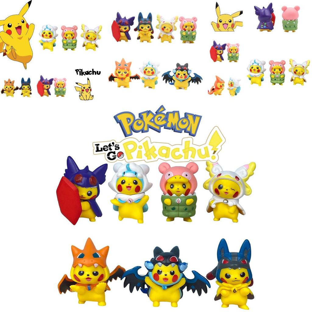 Adorable Pikachu Costume Figures Set For Desk And Car Decor