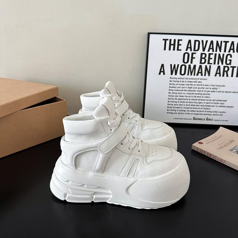 

Туфли-маффины на толстой подошве, увеличенные на 6 см, женская обувь, индивидуальность, универсальные туфли с высоким берцем, темперамент, знаменитость в Интернете, повседневные белые туфли 40