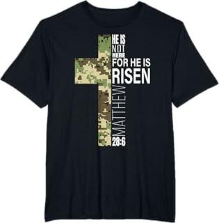 

Cool He Is Risen Christian Easter Bible Verse Religious Camo TShirt Unisex T-Shirt M