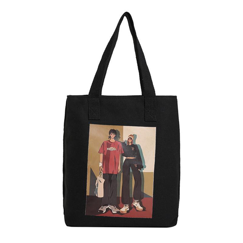 2023 New Canvas Bag Large Capacity Trendy Casual Single Shoulder Bag чёрный