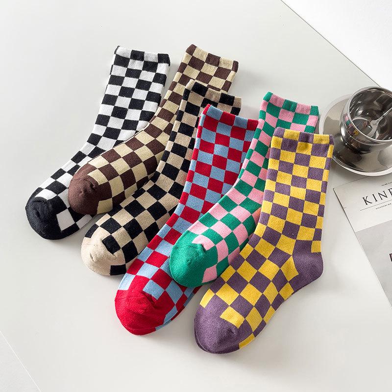 Szechuanpfeffer Damen Kniehohe Karosocken - Herbst/Winter Trendige Mode