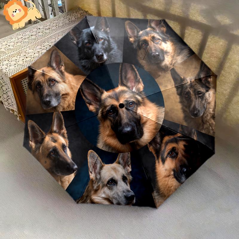 1 PC Automatic Folding Umbrella - German Shepherd Pattern, Portable & Foldable Design with 8 Ribs, Christmas Birthday Gifts