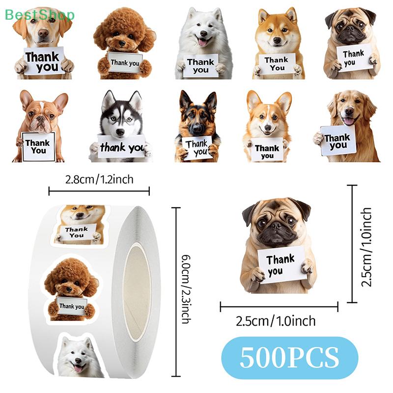500Pcs Original Cat Thank You Sticker Sheets, Cute Dog Thank You Sign DIY Creative Gift Box Sealing Stickers