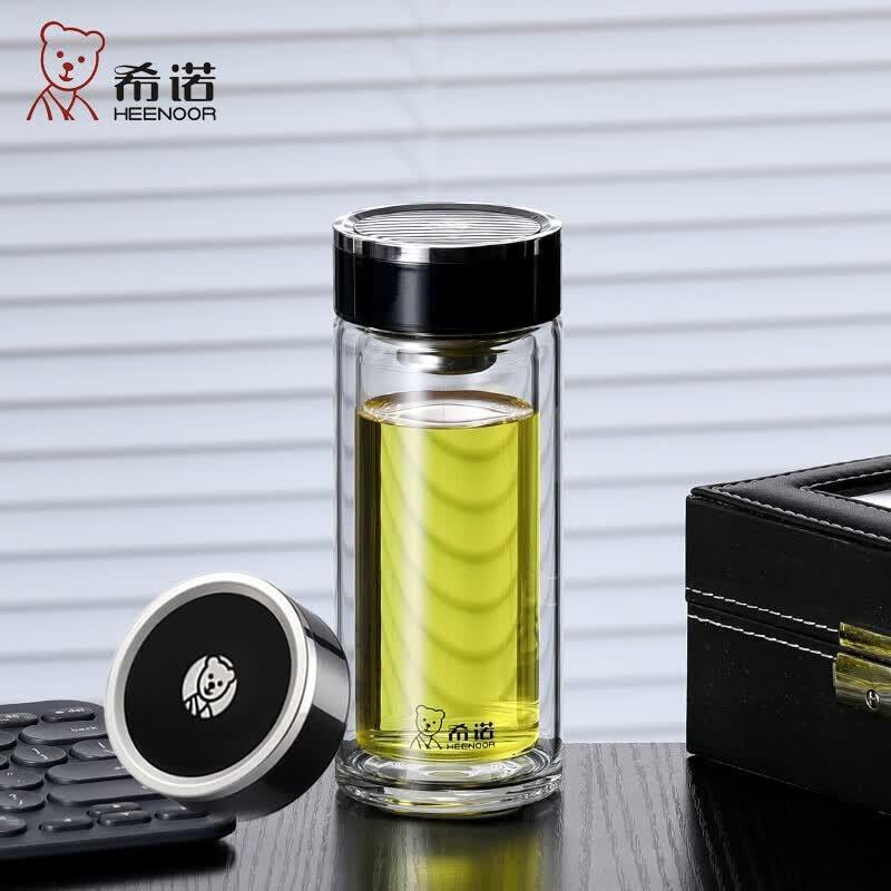 Heenoor Double Wall Glass Tea Cup with Filter