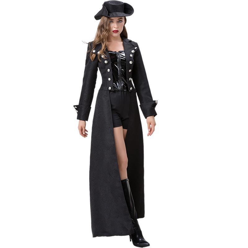 Medieval Steampunk Gothic Coat, Long Trench Coat for Women, Catwalk, Stage Performance Clothing