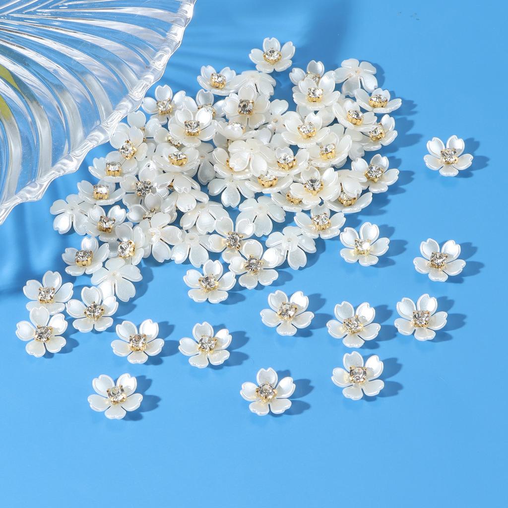 New 50pcs oversized gold background with diamond pearl flowers, DIY earrings, necklaces, headwear, jewelry making crafts