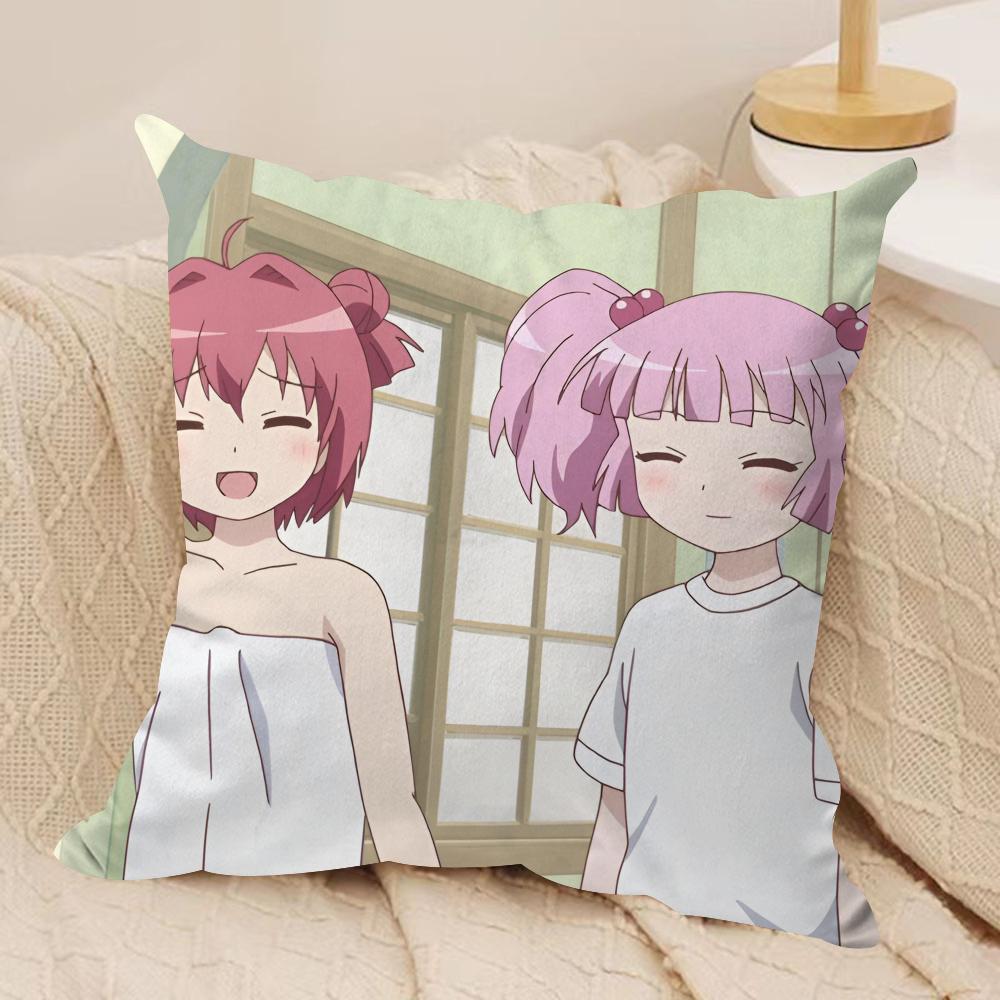 Yuru Yuri Cushion Cover Soft Plush Fabric DoubleSided Printed Sofa Cushion Cover for All Seasons Home Decor Gift