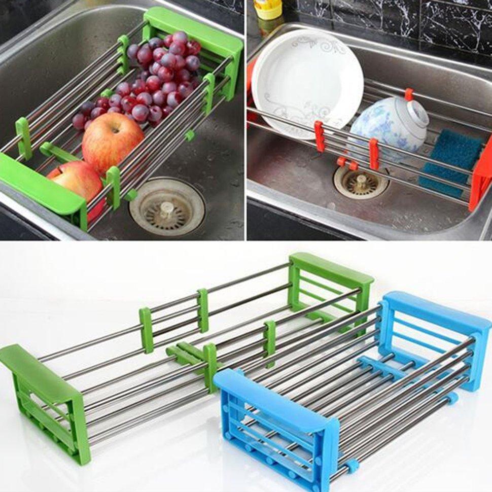 KC Stainless Steel Sink Drain Rack Drain Basket Kitchen Silicone Water  Separator Stainless Steel Tableware Shelf acheter à prix bas — livraison  gratuite, avis réels avec des photos — Joom