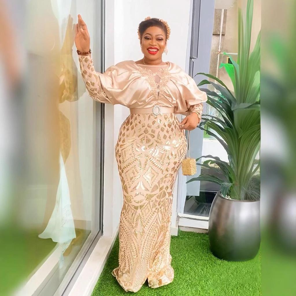 Elegant Plus Size Sequin Party Evening Dress for Women