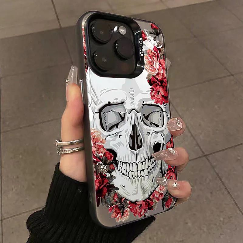 Luxury Skull Floral Cartoon Phone Case For iPhone 16 15 14 13 PRO MAX 11 12 13 PRO X XS XR 7 8 Plus Protective Shell Y2k Cover