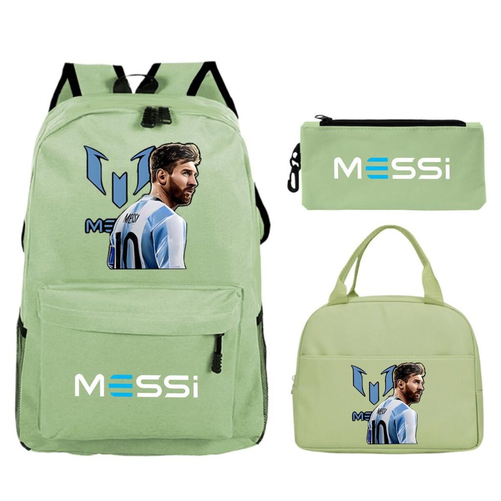 Football Star Peripheral Printed Backpack, Primary And Secondary School Children'S Three-Piece Simple Schoolbag