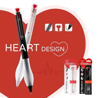 Love Heart Gel Pen Valentine's Day Gift Silicone Grip 0.5mm Double Ball Point Black Color Ink for Writing