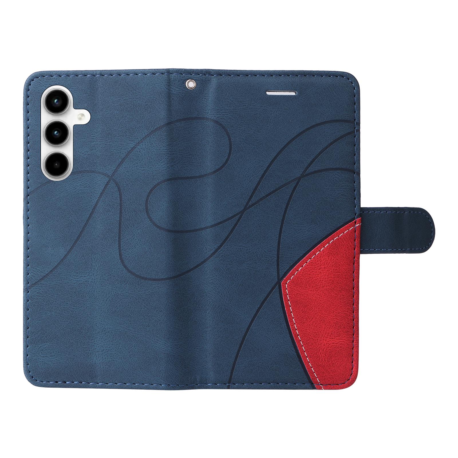 

For Samsung Galaxy A35 5G Leather Case Wallet Stand Color Splicing Phone Cover Blue