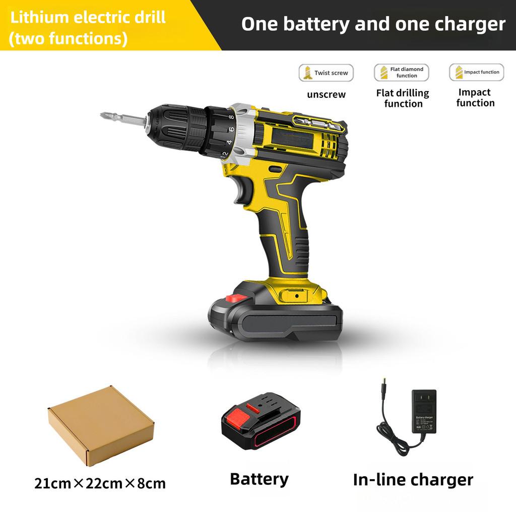 Rechargeable Handheld Electric Screwdriver Impact Lithium Drill Multifunctional Household Wood Drilling Power Tool