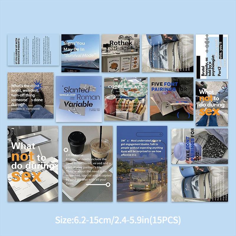 15pcs/set INS Postcards Vintage Decorative Card Photo Props Diy Wall Background Home Decoration Bedroom Wall Sticker Posters