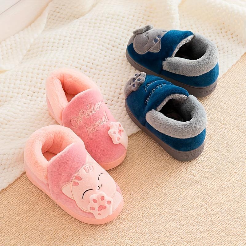 Cute Cartoon Furry House Shoes for Boys and Girls, Comfortable Non Slip Soft Bottom Walking Shoes for Indoor, Winter