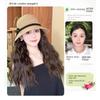 Sun Visor Bowknot Straw Hat Wig Bucket Hat Fisherman Hat Wig Sweet Long Curly Wave Hair Wigs  Women