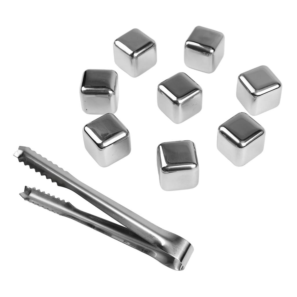 Stainless Steel Ice Cubes Reusable Food Grade 304 Quick Freeze Metal Cooling Cubes Anti Dilution Resistant for Home Party Bar To