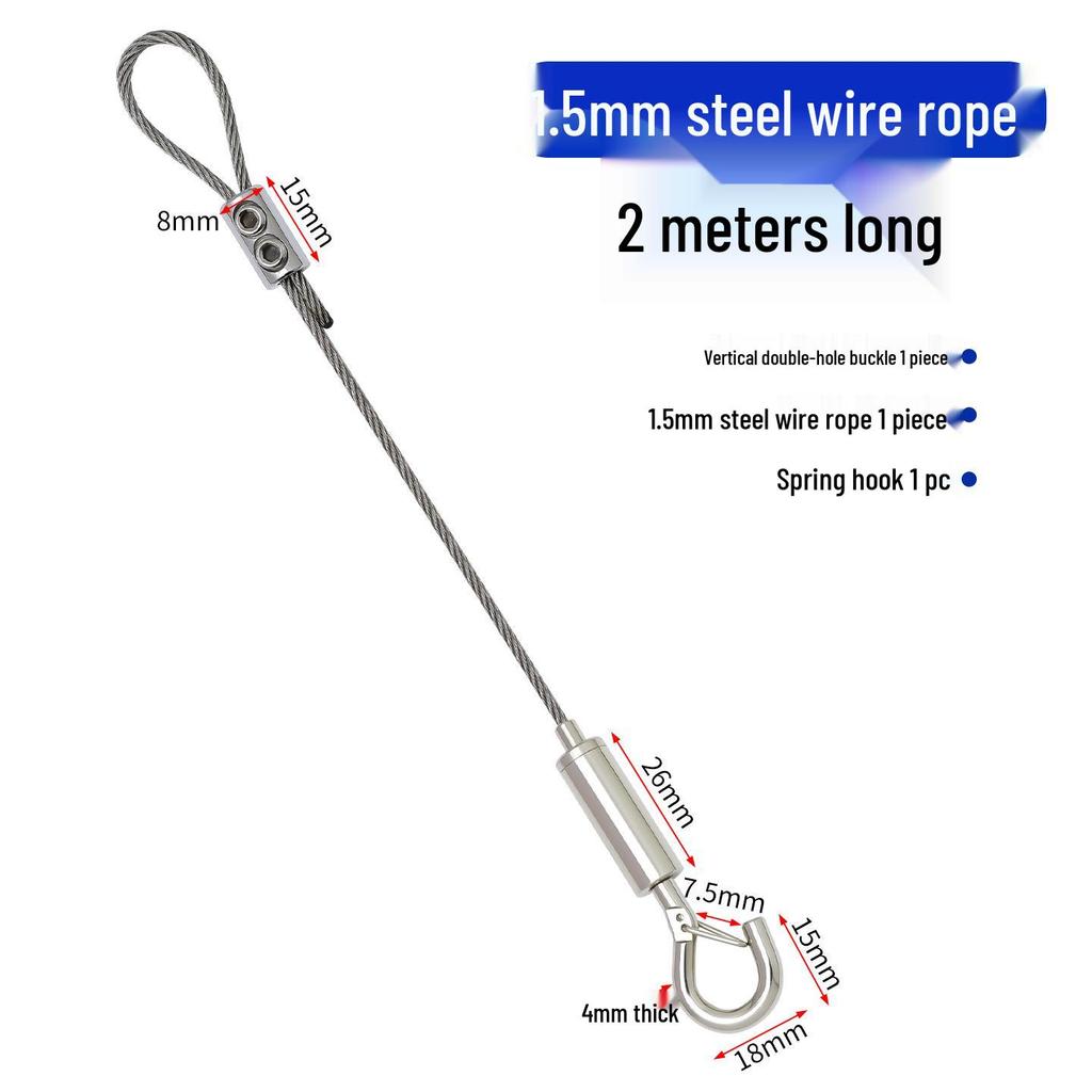 Adjustable Steel Wire Rope Hanging Kit with Chandelier Lock and Buckle