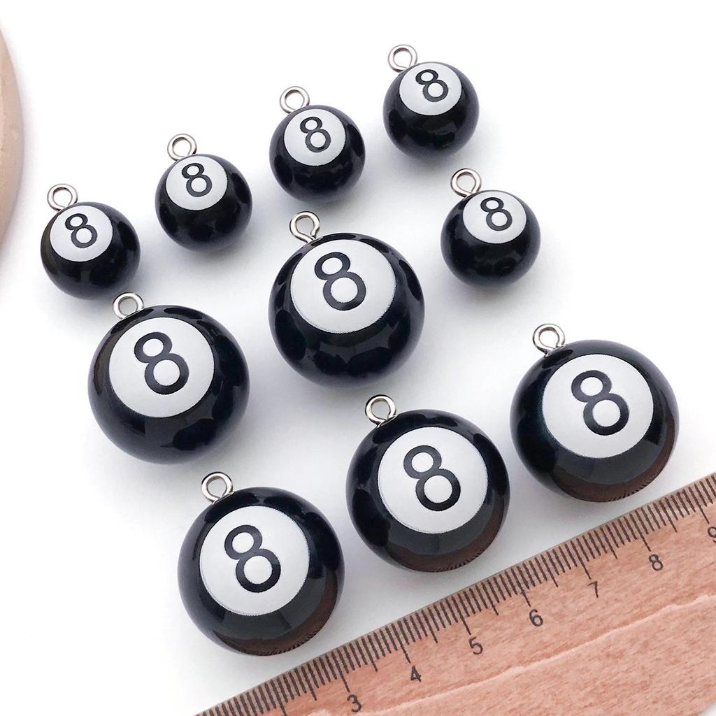 Acrylic Black 8-Ball Pendant Keychain for Bags & Clothing - Billiard Room Ornament & Gift