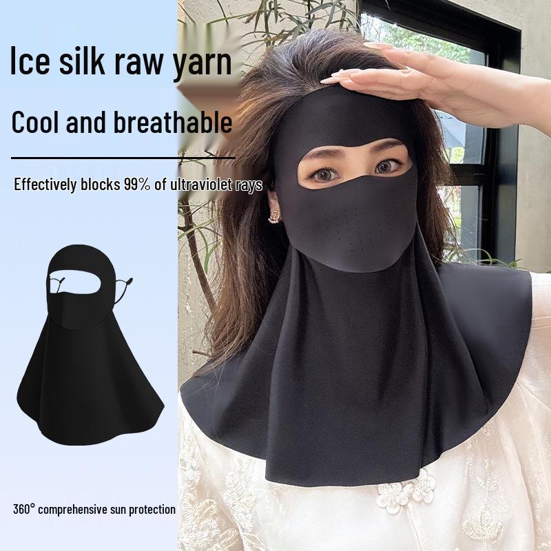 Drinkable Sun Protection Facekini: Long Neck & Full Face Protection, Breathable Summer Mask.