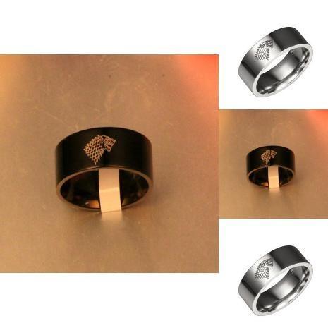 Exquisite Stainless Steel Ring Featuring The Iconic House Stark Ice Wolf Design