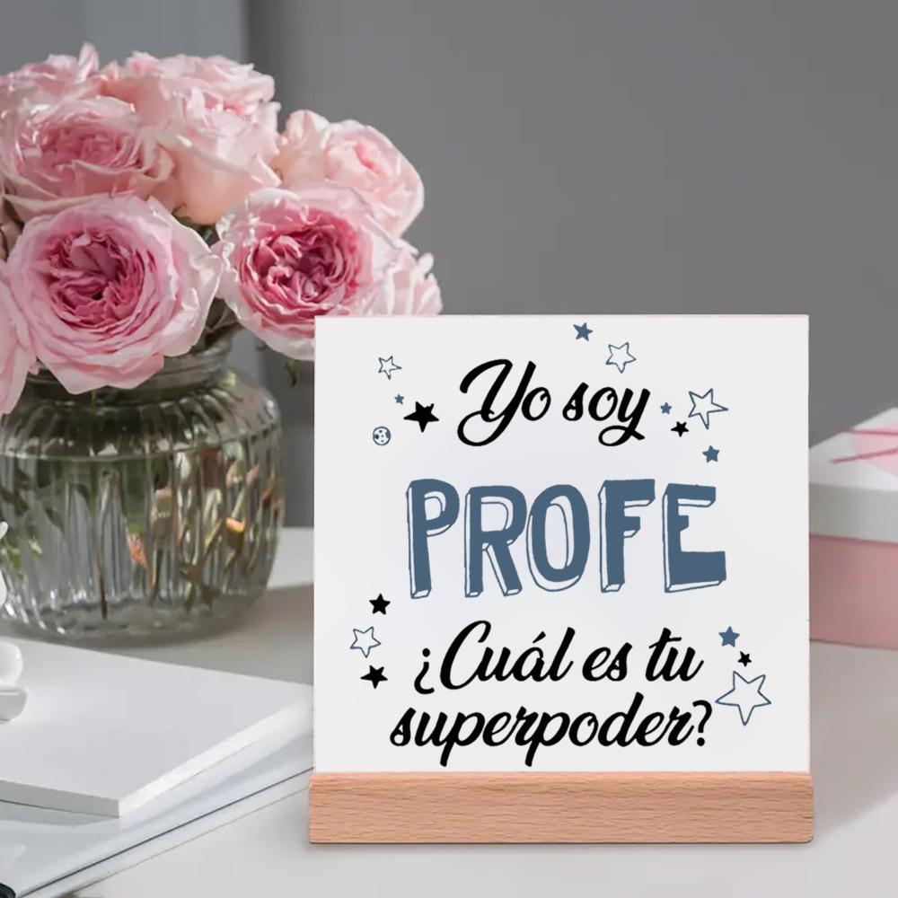 Spanish Printed Plaque Sign Gift Ceramics Posters Wooden Stand Tabletop Decor Graduation Teacher's Day Thanks Gift for Teacher