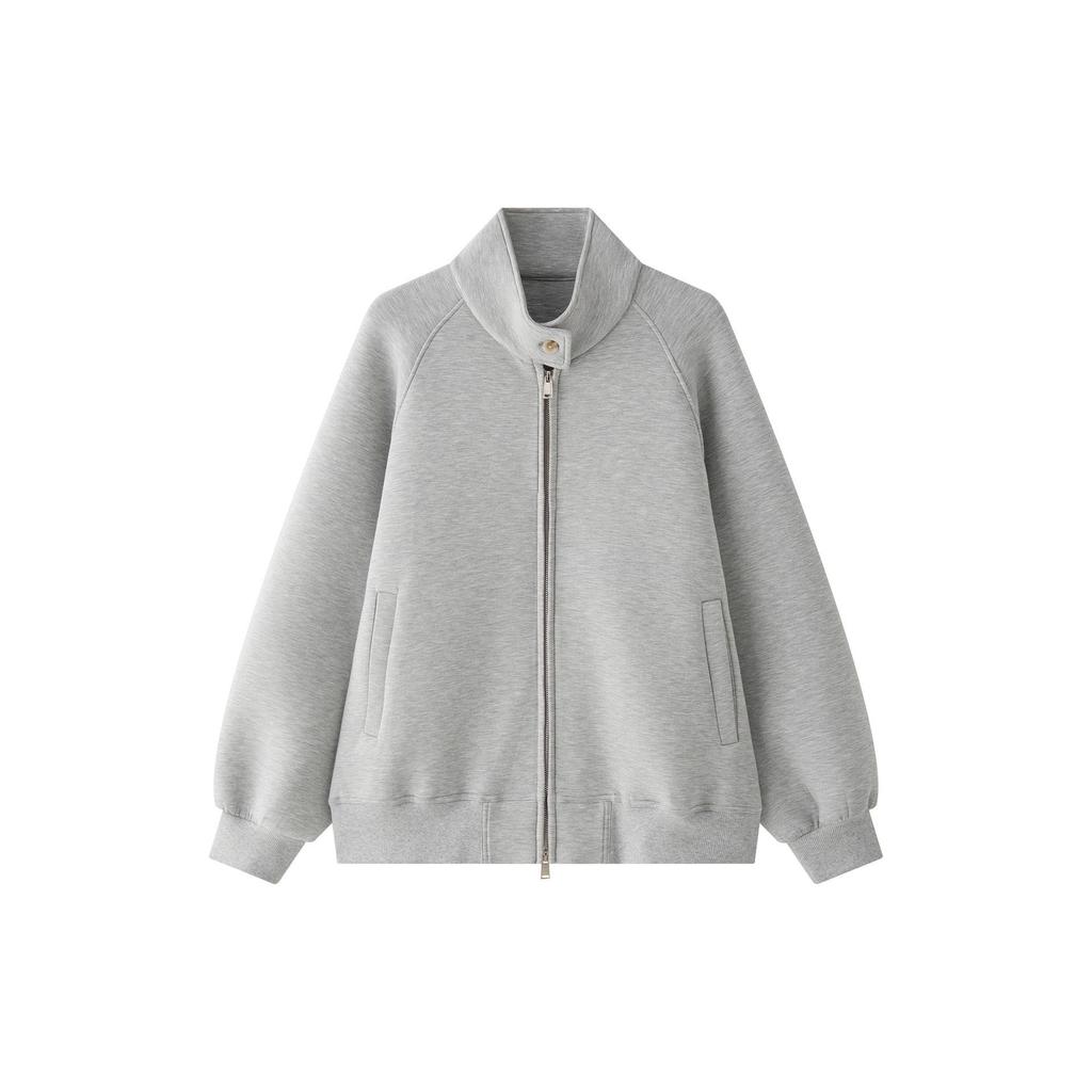 Louvre Spring Retro Stand Collar Zip Sweatshirt - Soft Loose Jacket for Women