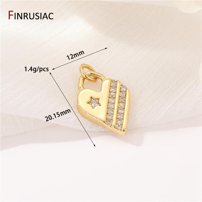 

14K Gold Plated Brass Zircon Heart Charms Pendant For Jewelry Making Accessories Women DIY Love Necklaces Findings 1 piece