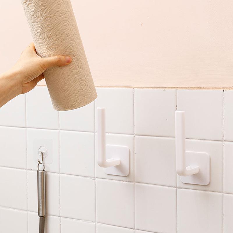 

Punch-Free Adhesive Hooks: Traceless Kitchen Wall-Mounted Paper Towel Storage Rack 80 Micron Double-sided Adhesive