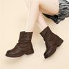 Autumn and winter new piled boots, trouser boots, soft leather thick-soled Martin boots, versatile brown short boots, cotton shoes