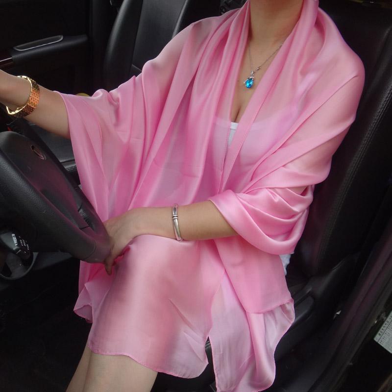 Korean Thin Long Satin Evening Dress Scarf Woman'S Beach Towel Sunscreen Scarf Headscarf Summer Air Conditioning Shawl T64