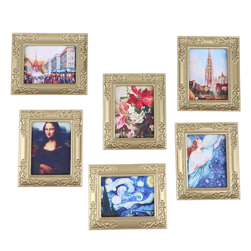 1:12 Dollhouse Miniature Frame Oil Painting Diy Doll House Accessories Decor