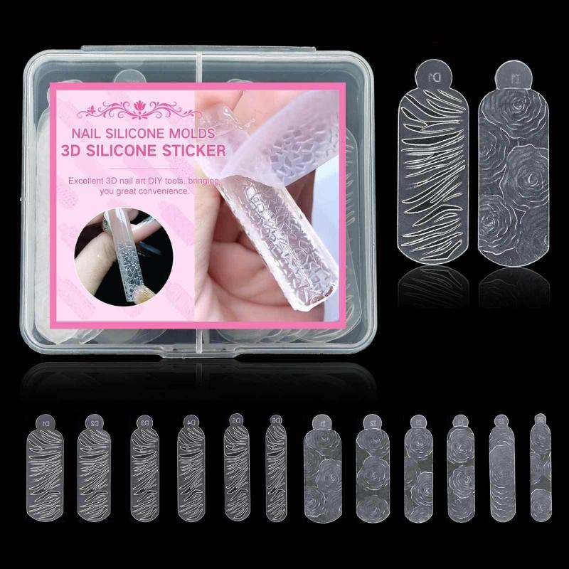 3D Silicone Nail Art Mold for Christmas Snowflake and Leopard Print Designs Reusable Easy To Use DIY Nail  Template