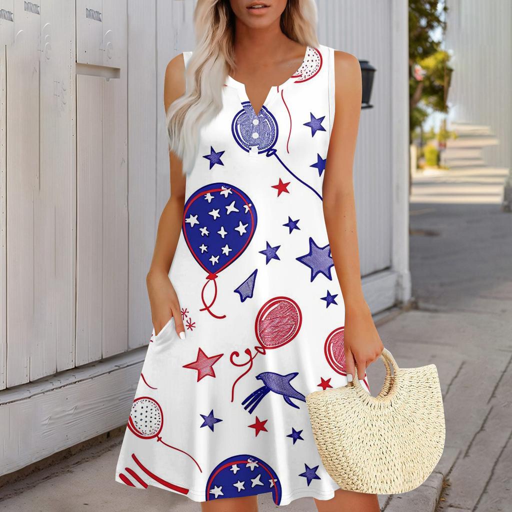 Women's Fashionable Casual Independence Day Print Dress