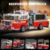 City Technical American Fire Truck Car Model Building Blocks MOC Assemble Vehicles Bricks DIY Educational Toys for Birthday Gift